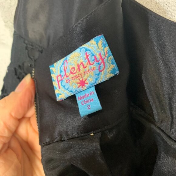 Anthropologie Plenty Tracy Reese Black Pleated Sheer Crochet Lace A-Line Skirt - Picture 7 of 11